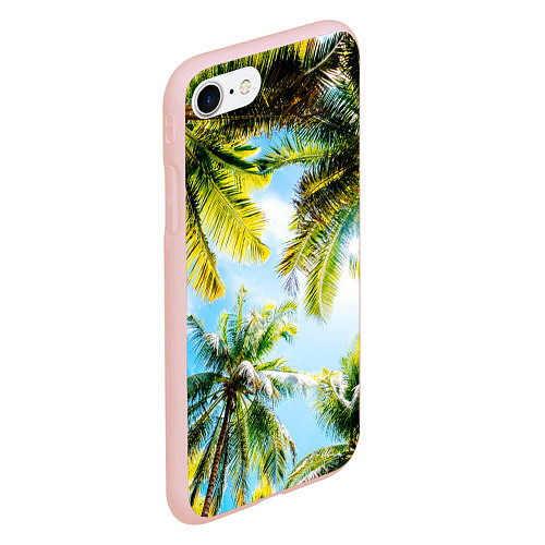 Чехол iPhone 7/8 матовый Пальмы под солнцем / 3D-Светло-розовый – фото 2