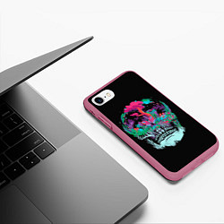 Чехол iPhone 7/8 матовый Силуэт черепа Природа, цвет: 3D-малиновый — фото 2