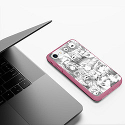 Чехол iPhone 7/8 матовый Волчица и пряности pattern, цвет: 3D-малиновый — фото 2