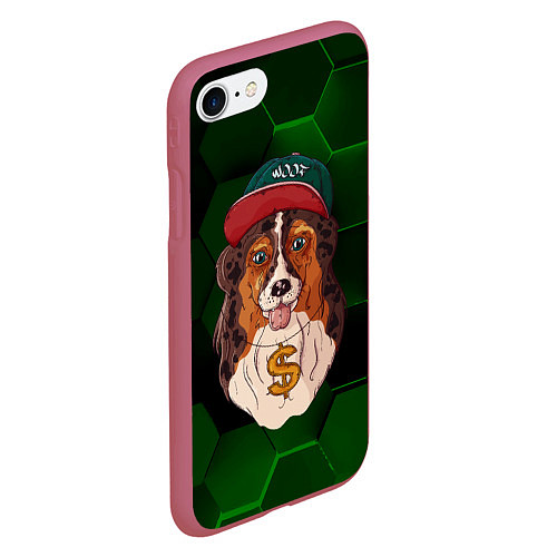 Чехол iPhone 7/8 матовый Хип-хоп собачка / 3D-Малиновый – фото 2