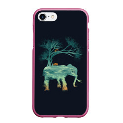 Чехол iPhone 7/8 матовый Душа природы - Африка, цвет: 3D-малиновый