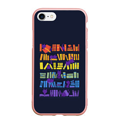 Чехол iPhone 7/8 матовый Коты и книги, цвет: 3D-светло-розовый