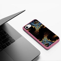 Чехол iPhone 7/8 матовый Огненные фракталы 3d, цвет: 3D-малиновый — фото 2