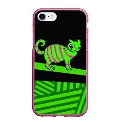 Чехол iPhone 7/8 матовый Зеленый полосатый кот