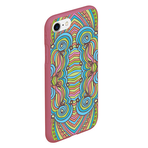 Чехол iPhone 7/8 матовый Абстрактный разноцветный узор Линии, волны, полосы / 3D-Малиновый – фото 2