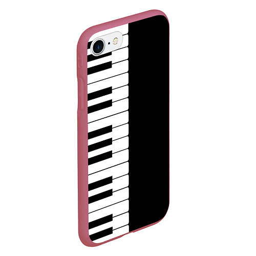 Чехол iPhone 7/8 матовый Черно-Белое Пианино Piano / 3D-Малиновый – фото 2