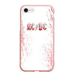 Чехол iPhone 7/8 матовый ACDC Паттерн, цвет: 3D-светло-розовый