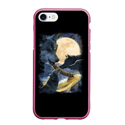 Чехол iPhone 7/8 матовый Ночные Хищники, цвет: 3D-малиновый