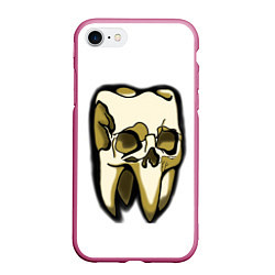 Чехол iPhone 7/8 матовый Зуб череп, цвет: 3D-малиновый