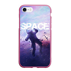 Чехол iPhone 7/8 матовый Space walk, цвет: 3D-малиновый
