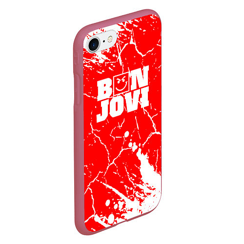 Чехол iPhone 7/8 матовый Bon jovi Трещины / 3D-Малиновый – фото 2