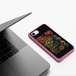 Чехол iPhone 7/8 матовый SKULL PUNK Панк, цвет: 3D-малиновый — фото 2