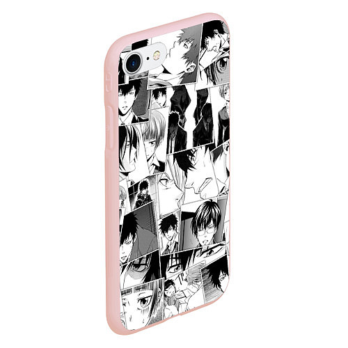 Чехол iPhone 7/8 матовый Psycho Pass pattern / 3D-Светло-розовый – фото 2