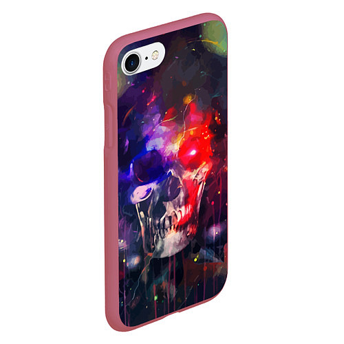 Чехол iPhone 7/8 матовый Vanguard neon skull Fashion pattern / 3D-Малиновый – фото 2