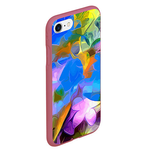 Чехол iPhone 7/8 матовый Цветочный узор Summer / 3D-Малиновый – фото 2