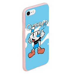 Чехол iPhone 7/8 матовый Cuphead синяя чашечка, цвет: 3D-светло-розовый — фото 2