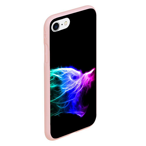 Чехол iPhone 7/8 матовый Wolf Grin Волк Оскал Неон Neon / 3D-Светло-розовый – фото 2