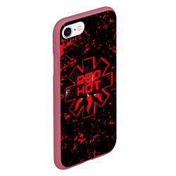 Чехол iPhone 7/8 матовый Red Hot Chili Peppers, лого, цвет: 3D-малиновый — фото 2