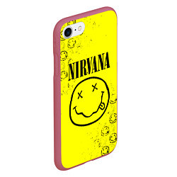 Чехол iPhone 7/8 матовый NIRVANA лого, цвет: 3D-малиновый — фото 2