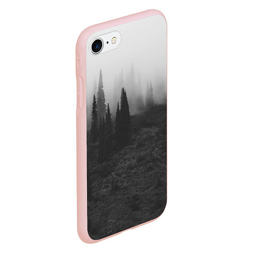 Чехол iPhone 7/8 матовый Туманный лес - туман / 3D-Светло-розовый – фото 2