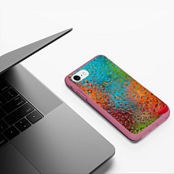 Чехол iPhone 7/8 матовый Капли на стекле Vanguard pattern, цвет: 3D-малиновый — фото 2