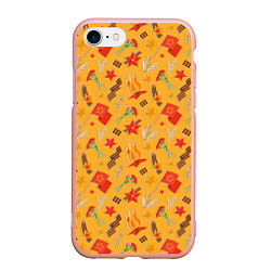 Чехол iPhone 7/8 матовый Георгиевская ленточка, Вечный огонь, цветок, медал, цвет: 3D-светло-розовый