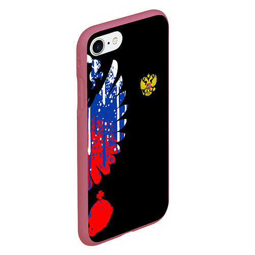 Чехол iPhone 7/8 матовый Герб russia / 3D-Малиновый – фото 2