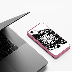 Чехол iPhone 7/8 матовый Disturbed songs, цвет: 3D-малиновый — фото 2