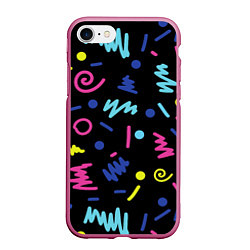 Чехол iPhone 7/8 матовый Neon color pattern Fashion 2032, цвет: 3D-малиновый