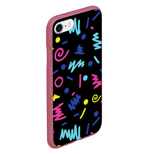 Чехол iPhone 7/8 матовый Neon color pattern Fashion 2032 / 3D-Малиновый – фото 2