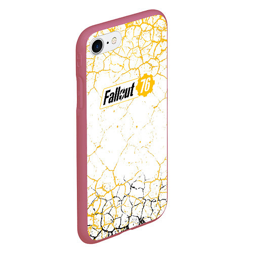 Чехол iPhone 7/8 матовый Fallout 76 Жёлтая выжженная пустошь / 3D-Малиновый – фото 2