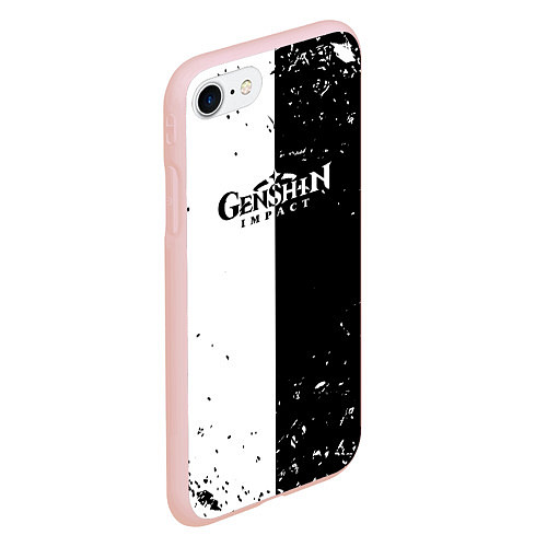 Чехол iPhone 7/8 матовый Genshin Impact черноебелое / 3D-Светло-розовый – фото 2