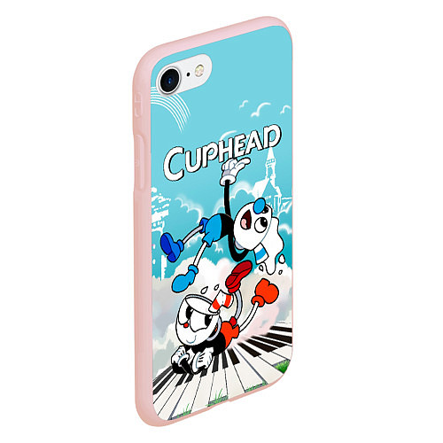 Чехол iPhone 7/8 матовый Cuphead 2 чашечки / 3D-Светло-розовый – фото 2