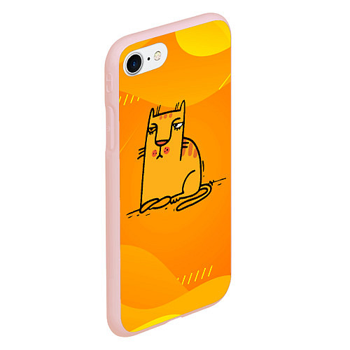 Чехол iPhone 7/8 матовый Рисованный желтый кот / 3D-Светло-розовый – фото 2