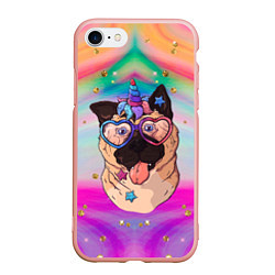 Чехол iPhone 7/8 матовый Собачка - единорог - мороженка, цвет: 3D-светло-розовый