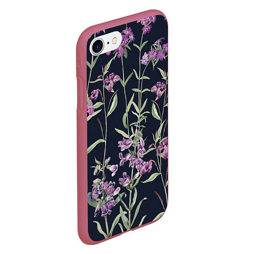 Чехол iPhone 7/8 матовый Цветы Фиолетовые / 3D-Малиновый – фото 2