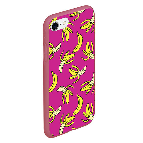 Чехол iPhone 7/8 матовый Banana pattern Summer Color / 3D-Малиновый – фото 2