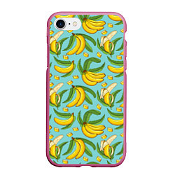 Чехол iPhone 7/8 матовый Banana pattern Summer Fashion 2022, цвет: 3D-малиновый