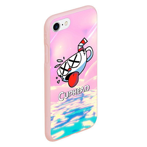 Чехол iPhone 7/8 матовый Cuphead Разбитая чашечка / 3D-Светло-розовый – фото 2