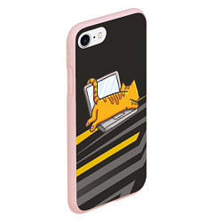 Чехол iPhone 7/8 матовый Котик лежит на ноутбуке, цвет: 3D-светло-розовый — фото 2