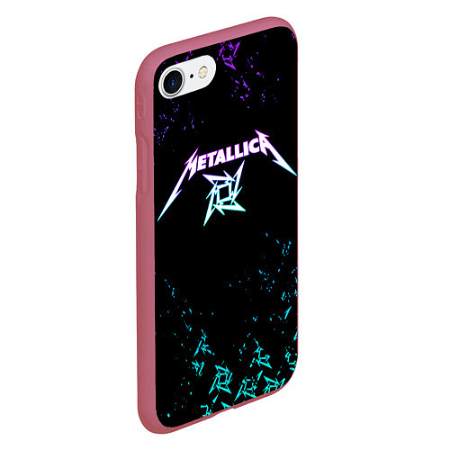 Чехол iPhone 7/8 матовый Metallica металлика neon / 3D-Малиновый – фото 2