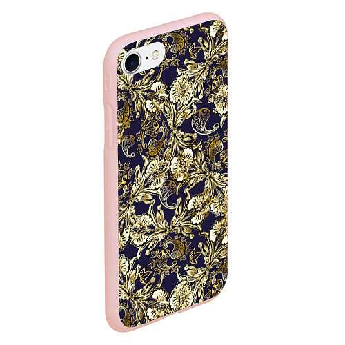 Чехол iPhone 7/8 матовый Узоры и листья / 3D-Светло-розовый – фото 2