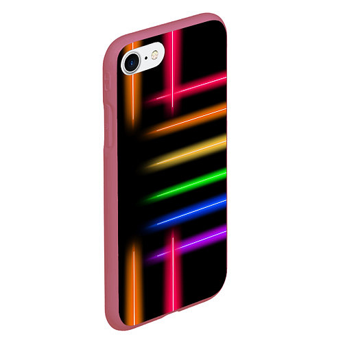 Чехол iPhone 7/8 матовый Неоновое свечение Minimalism Neon / 3D-Малиновый – фото 2