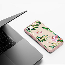 Чехол iPhone 7/8 матовый Цветы Летние, цвет: 3D-светло-розовый — фото 2