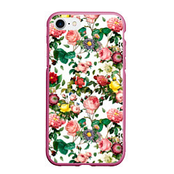 Чехол iPhone 7/8 матовый Узор из летних роз Summer Roses Pattern