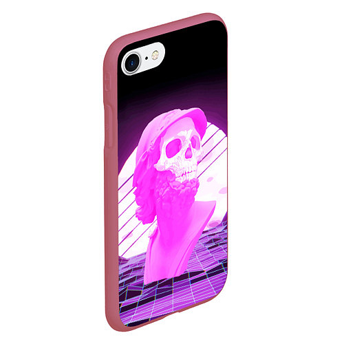 Чехол iPhone 7/8 матовый Vaporwave Skull Психоделика / 3D-Малиновый – фото 2