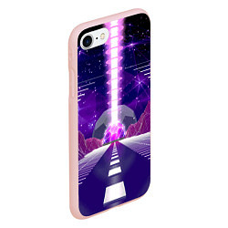 Чехол iPhone 7/8 матовый Vaporwave Neon Space, цвет: 3D-светло-розовый — фото 2