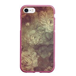 Чехол iPhone 7/8 матовый Цветы картина маслом, цвет: 3D-малиновый