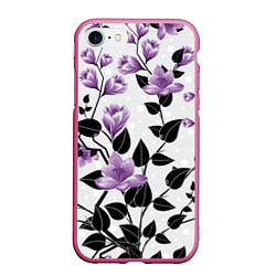 Чехол iPhone 7/8 матовый Распустившиеся фиолетовые цветы, цвет: 3D-малиновый