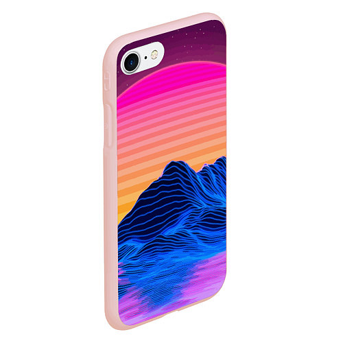 Чехол iPhone 7/8 матовый Vaporwave Mountains Психоделика Неон / 3D-Светло-розовый – фото 2
